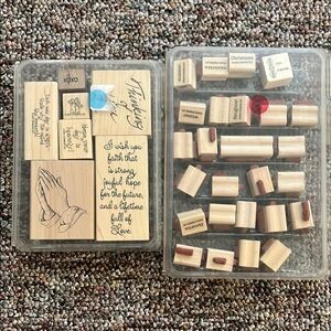 Stampin' Up! Rubber Stamp Set - Natural Wood and Red